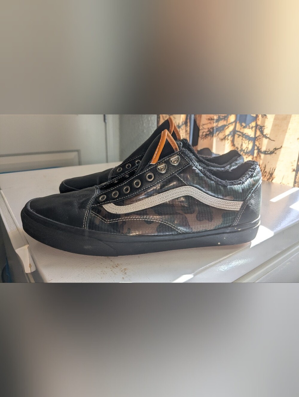 Vans Black & Brown Camo Low-Top Sneakers with White Side Stripe